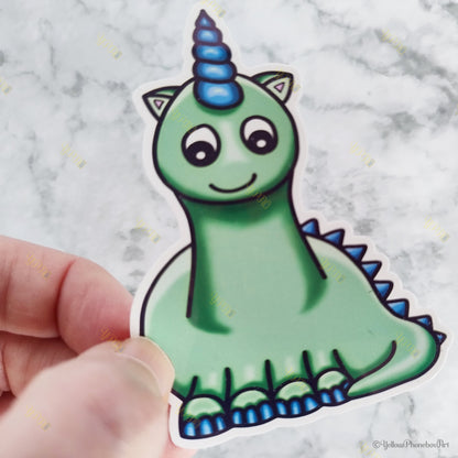 ‘Bogey The Unicorn Dinosaur’ - Die-Cut Self-Adhesive Sticker No1