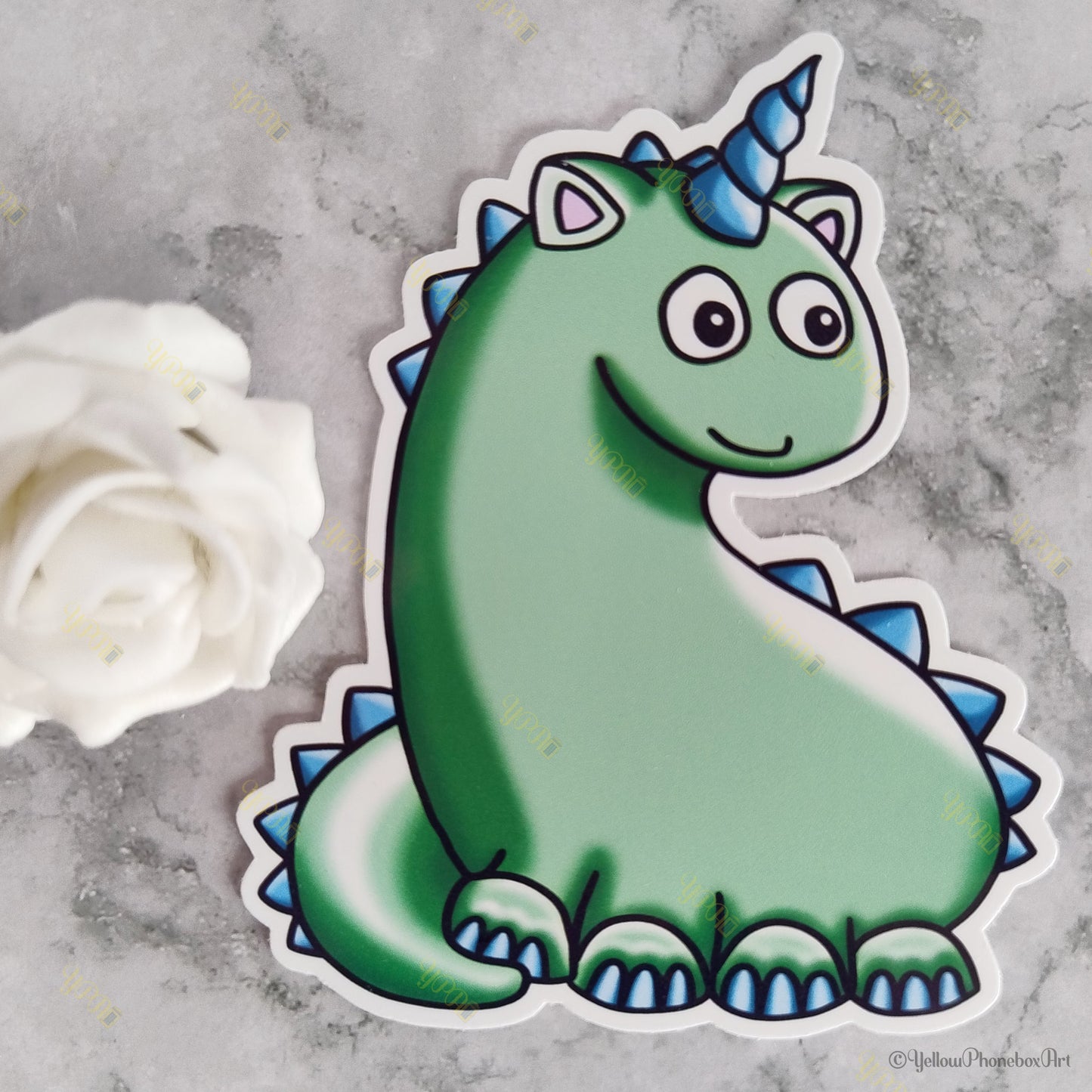 ‘Bogey The Unicorn Dinosaur’ - Die-Cut Self-Adhesive Sticker - Sticker No2