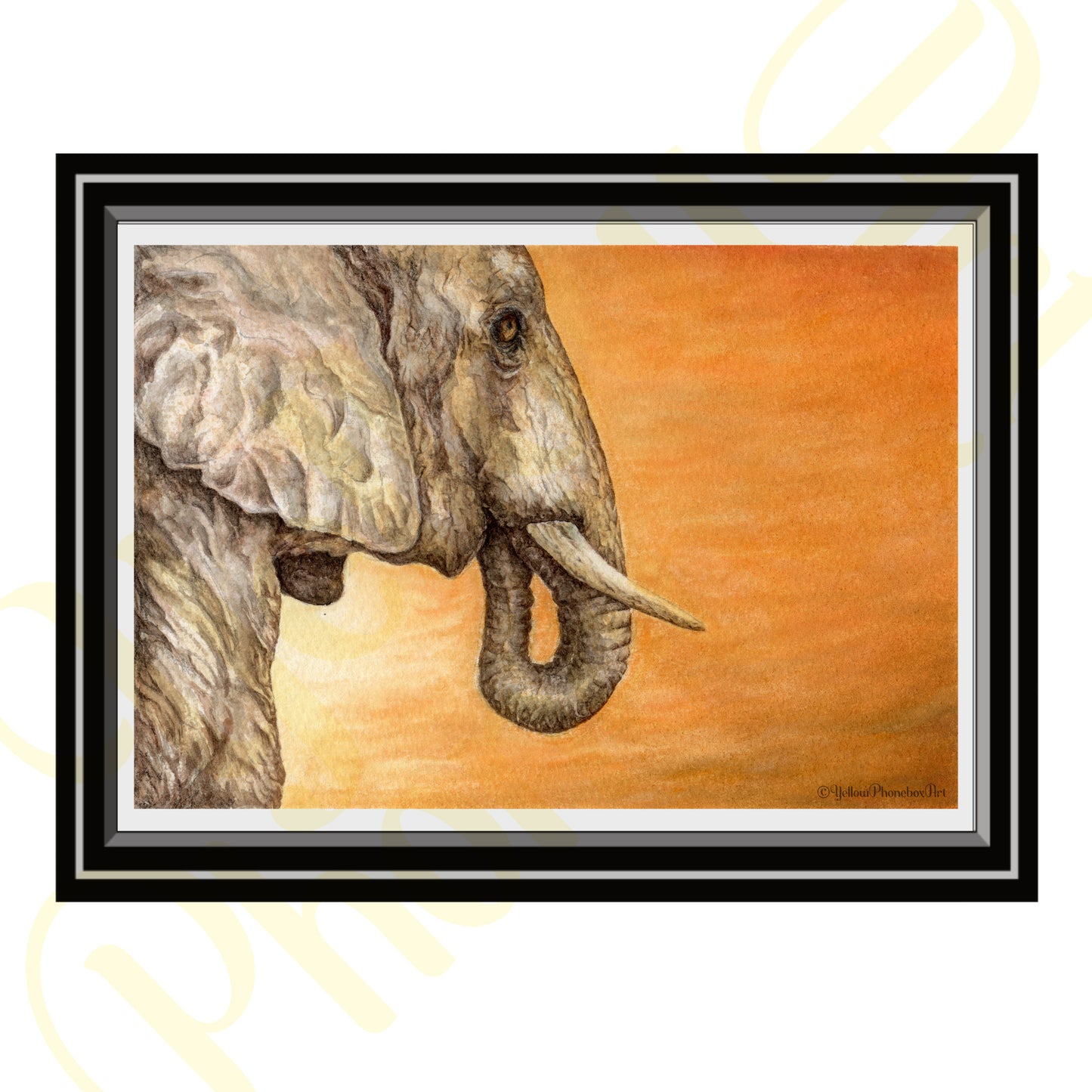 ‘Elephant Sunset’ - Print From Original Artwork - Wall Décor