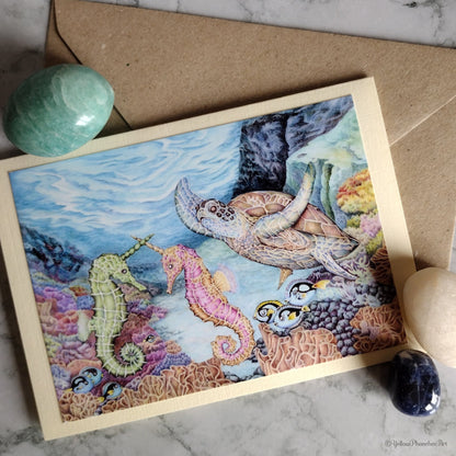 ‘Jousting Seahorses’ - Handmade Greetings Card With Envelope