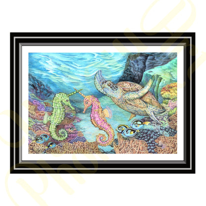 ‘Jousting Seahorses’ - Print From Original Artwork - Wall Décor