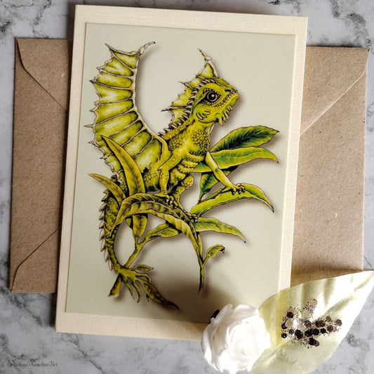 ‘Leaf Dragonlet’ - Handmade Greetings Card With Envelope