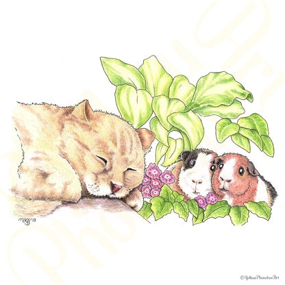 ‘Let Sleeping Kitties Lie’ - Print From Original Artwork - Wall Décor