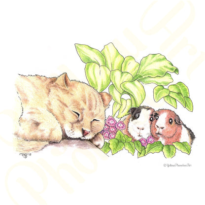 ‘Let Sleeping Kitties Lie’ - Print From Original Artwork - Wall Décor